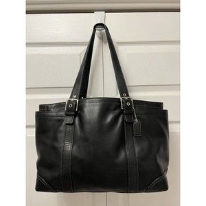Vintage Coach F10288 Black Leather Large Tote